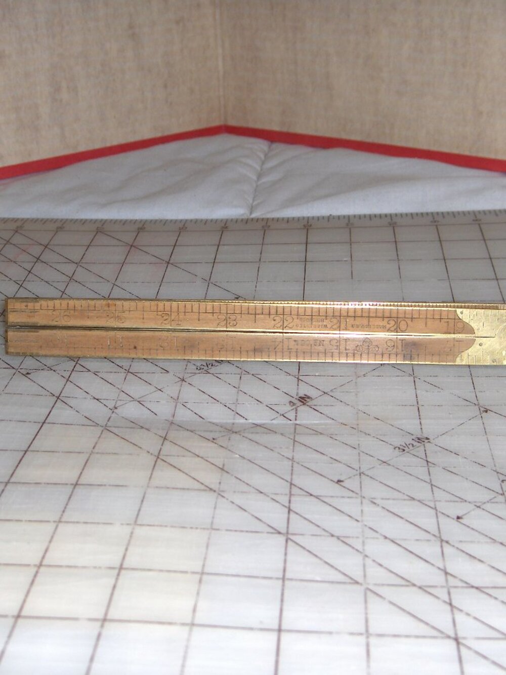 Vintage Stanley Folding Yard Stick, Brass and Boxwood